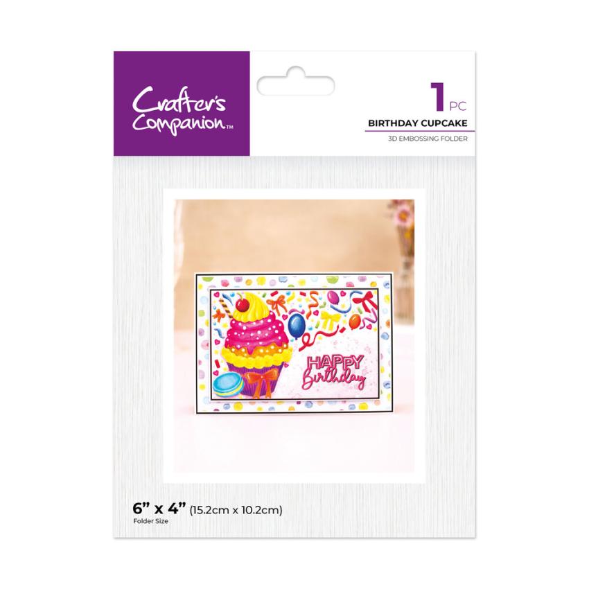 Crafters Companion - Prägefolder "Birthday Cupcake" 3D Embossingfolder