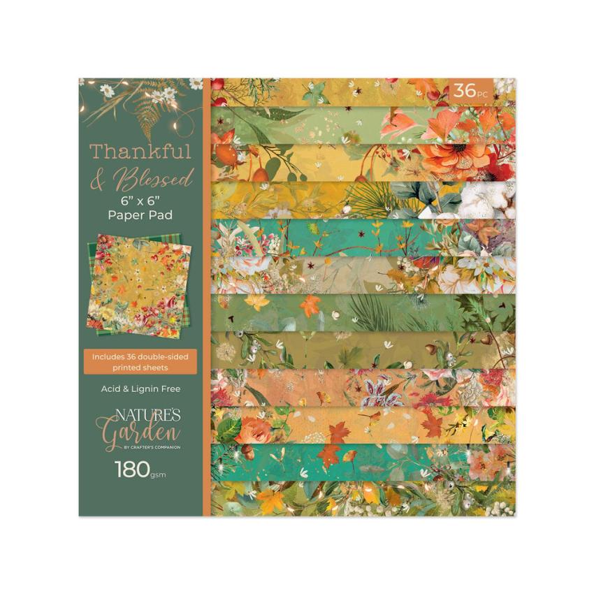 Crafters Companion - Designpapier "Thankful & Blessed" Paper Pack 6x6 Inch - 36 Bogen