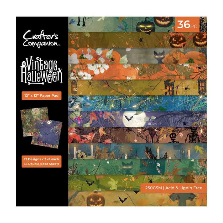 Crafters Companion - Designpapier "Vintage Halloween" Paper Pack 12x12 Inch - 36 Bogen