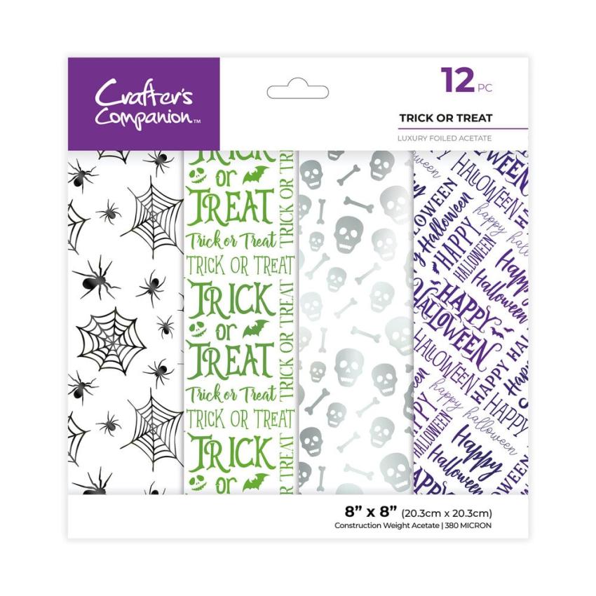 Crafters Companion "Trick or Treat" Luxury Foiled Acetate 8x8 Inch - 12 Bogen 