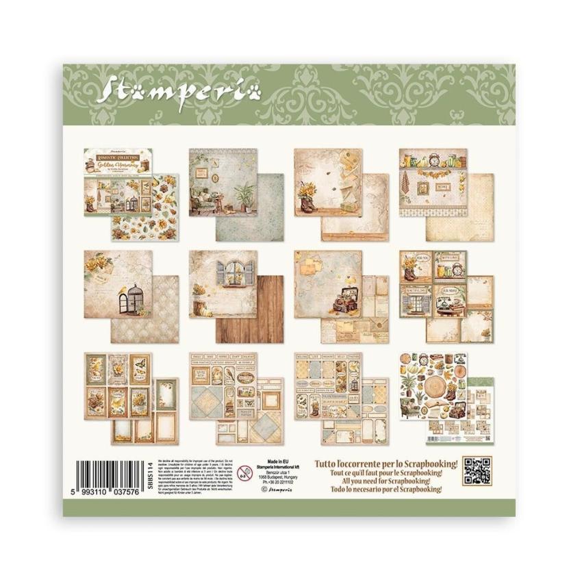 Stamperia - Designpapier "Golden Harmony" Paper Pack 8x8 Inch - 10 Bogen