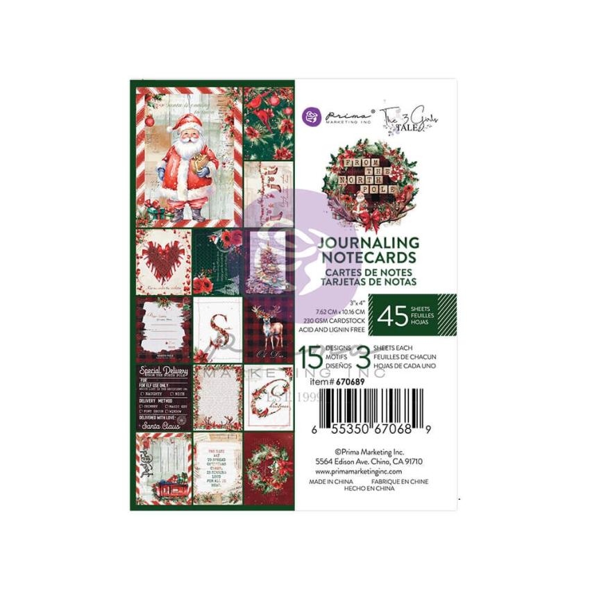 Prima Marketing - Designpapier "From the North Pole" Paper Pack - Journaling Cards 3x4 Inch - 45 Bogen