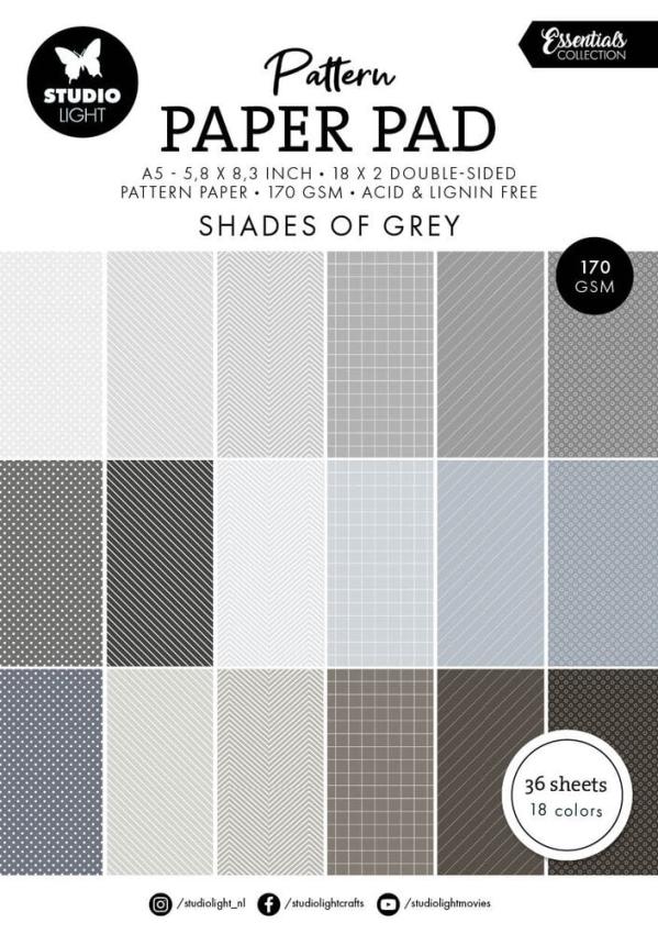 Studio Light - Designpapier A5 "Shades Of Grey" Pattern Paper Pad - 36 Bogen