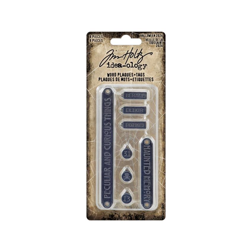 Tim Holtz - Idea Ology - Metallanhänger "Halloween Word Plaques + Tags"