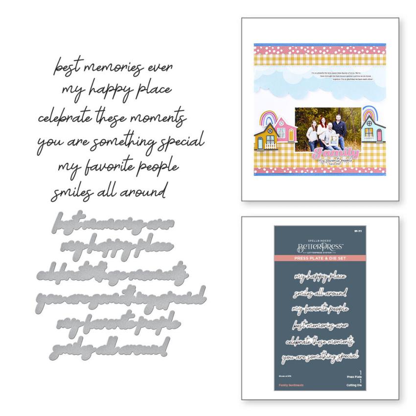 Spellbinders - Buchdrucktechnik "Family Sentiments" BetterPress Plate & Dies