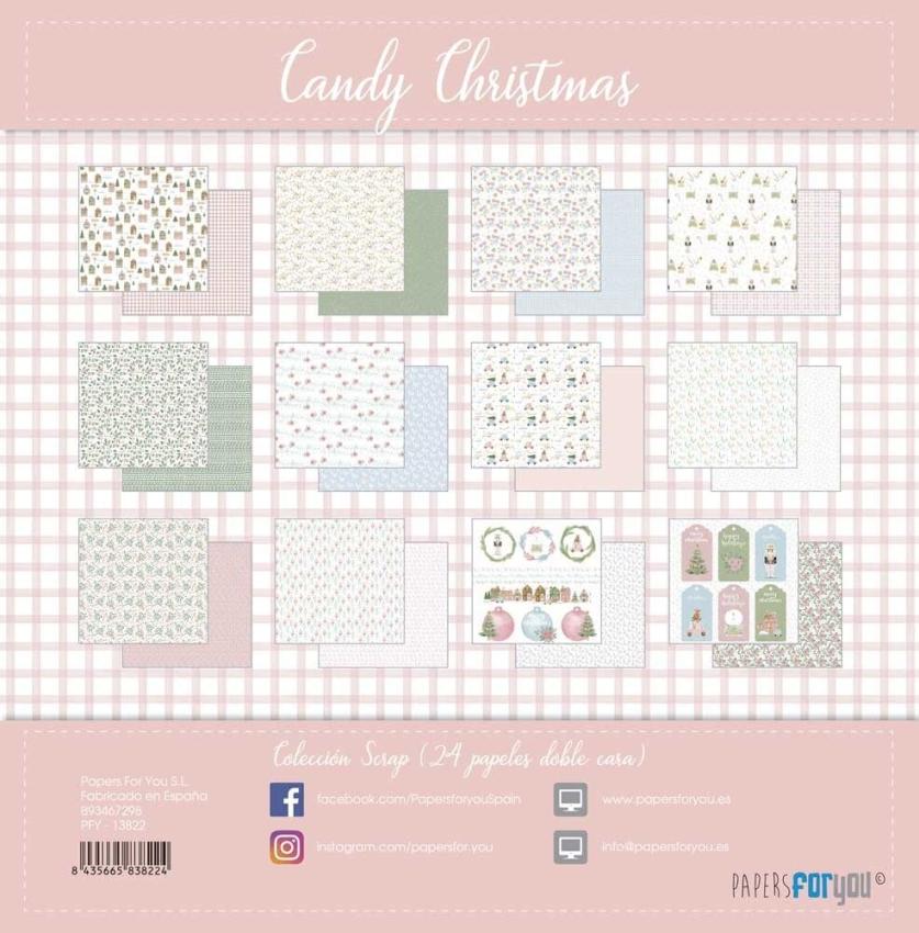 Papers For You - Designpapier "Candy Christmas" Scrap Paper Pack 8x8 Inch - 24 Bogen