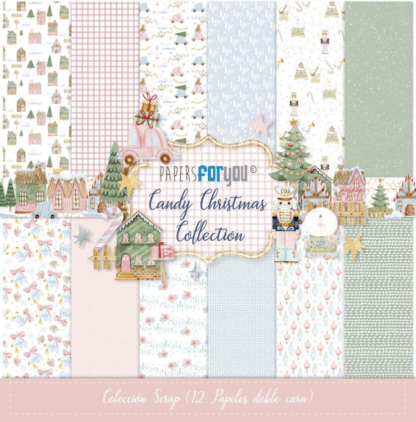 Papers For You - Designpapier "Candy Christmas" Scrap Paper Pack 30,5 x 32 cm - 12 Bogen