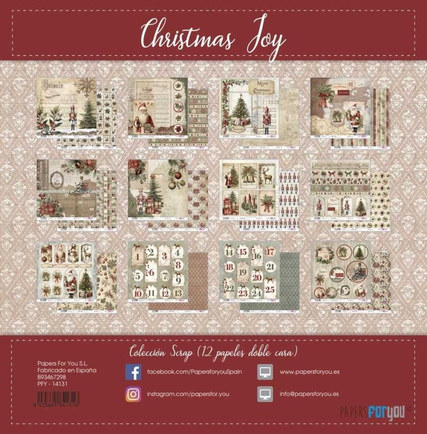 Papers For You - Designpapier "Christmas Joy" Scrap Paper Pack 30,5 x 32 cm - 12 Bogen