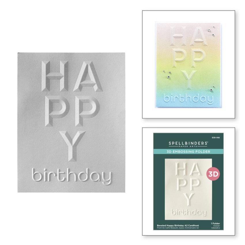 Spellbinders - Prägefolder "Beveled Happy Birthday" Embossingfolder