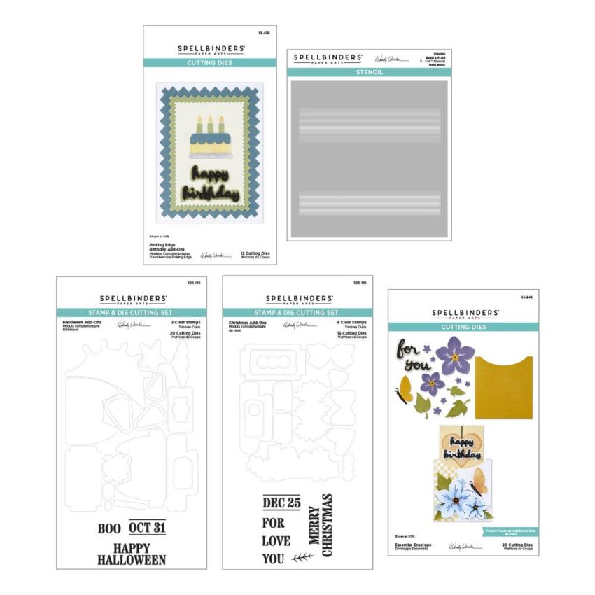 Spellbinders - Stempelset & Stanzschablone & Schablone "I Want It All! Bundle" Clear Stamps & Dies & Stencil Bundl