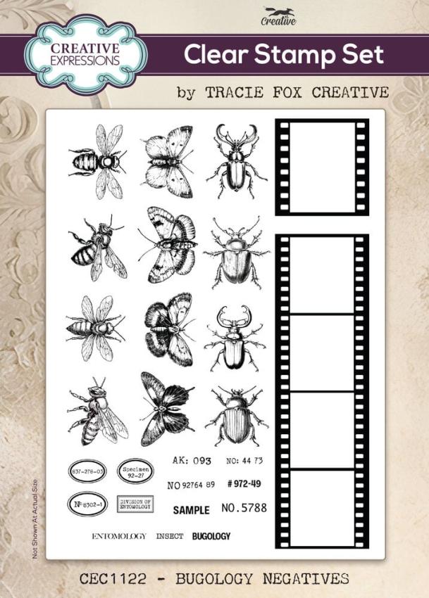 Creative Expressions - Stempelset "Bugology Negatives" Clear Stamps 15,2x20,3cm Design by Tracie Fox