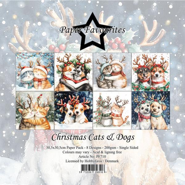 Paper Favourites - Designpapier "Christmas Cats & Dogs" Paper Pack 12x12 Inch 8 Bogen