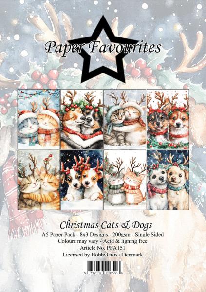 Paper Favourites - Designpapier "Christmas Cats & Dogs" Paper Pack A5 - 24 Bogen