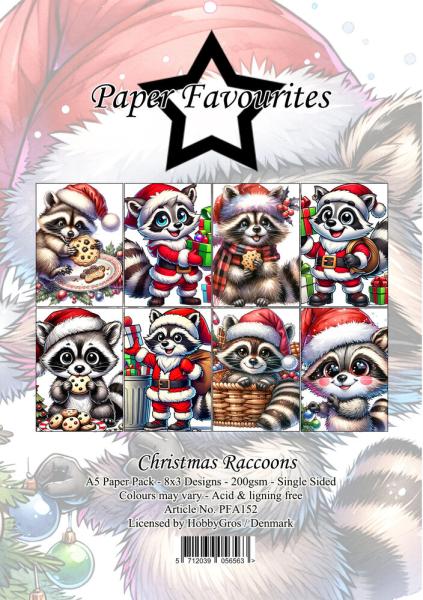 Paper Favourites - Designpapier "Christmas Raccoons" Paper Pack A5 - 24 Bogen