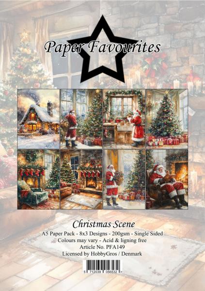 Paper Favourites - Designpapier "Christmas Scene" Paper Pack A5 - 24 Bogen