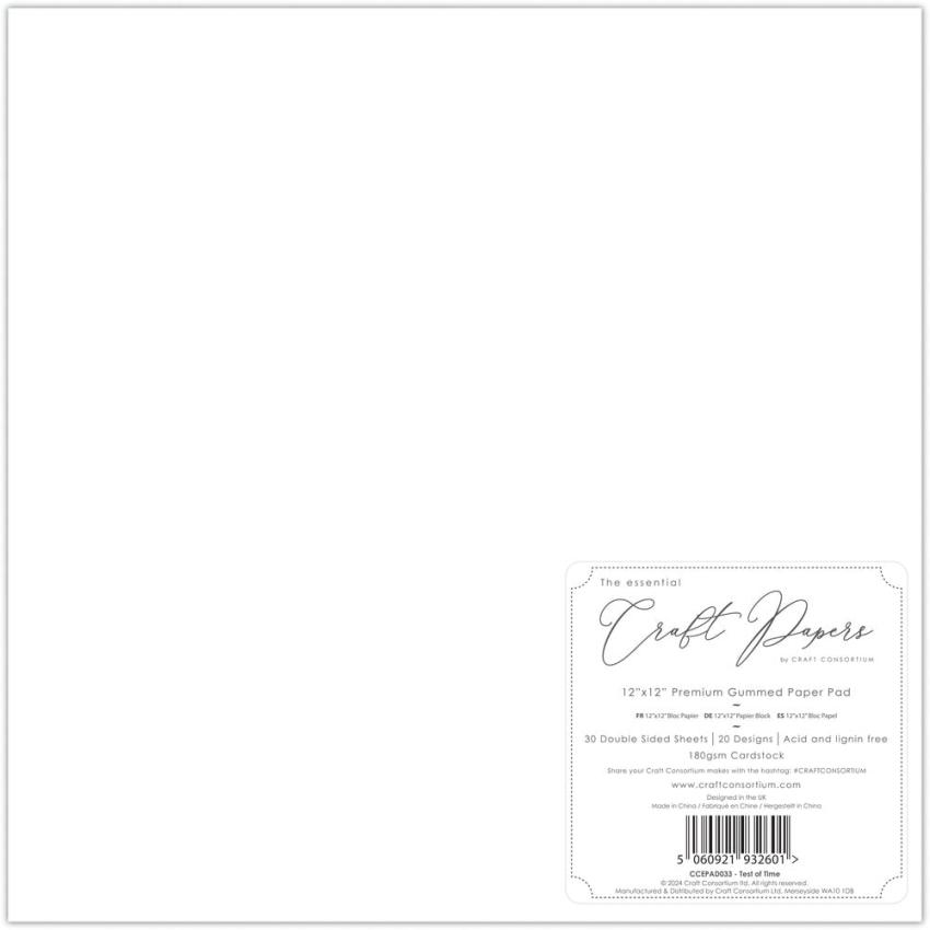 Craft Consortium - Designpapier "Test of Time" Paper Pad 12x12 Inch - 30 Bogen