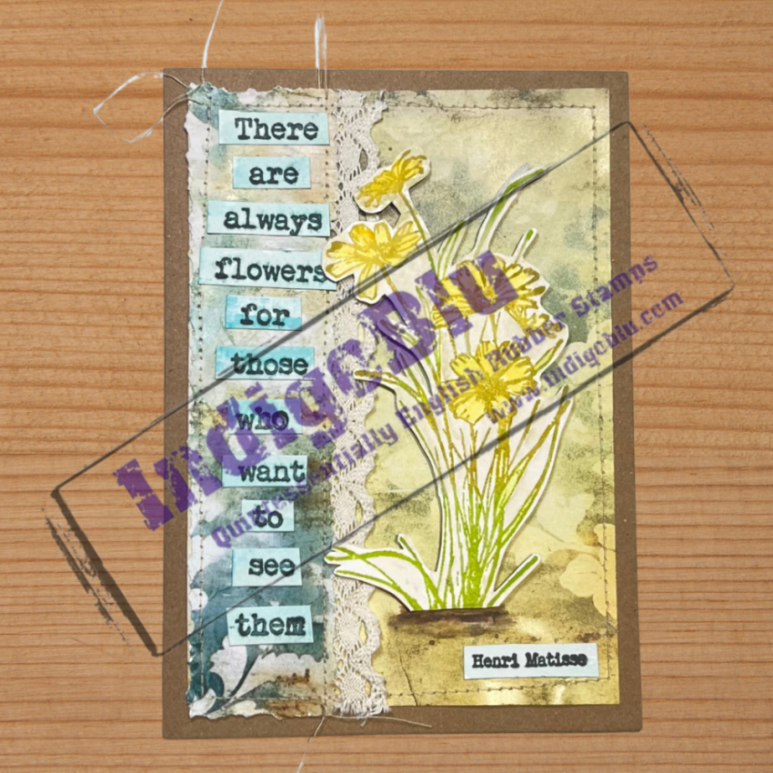 IndigoBlu - Gummistempel Set "Gerbera" A6 Rubber Stamp