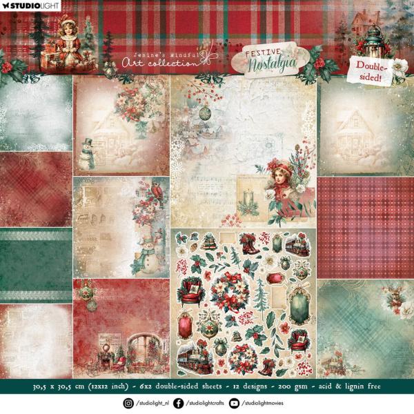 Studio Light - Designpapier "Festive Nostalgia" Paper Pack 12x12 Inch - 12 Bogen