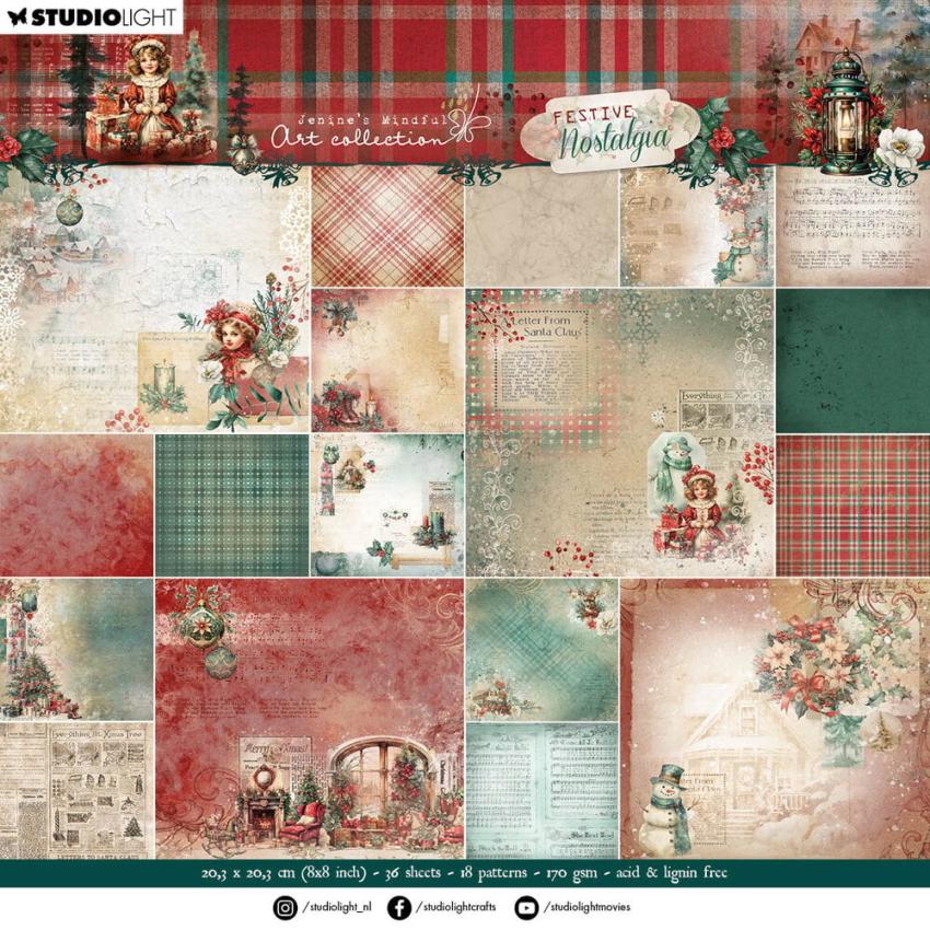 Studio Light - Designpapier "Festive Nostalgia" Paper Pack 8x8 Inch - 16 Bogen