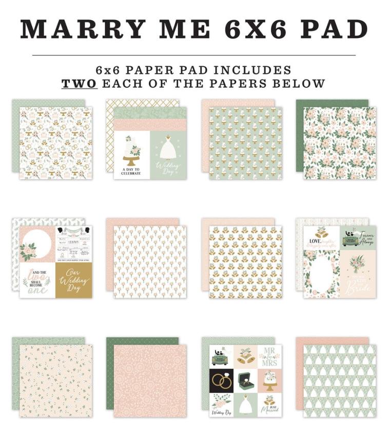 Echo Park - Designpapier "Marry Me" Paper Pack 6x6 Inch - 25 Bogen