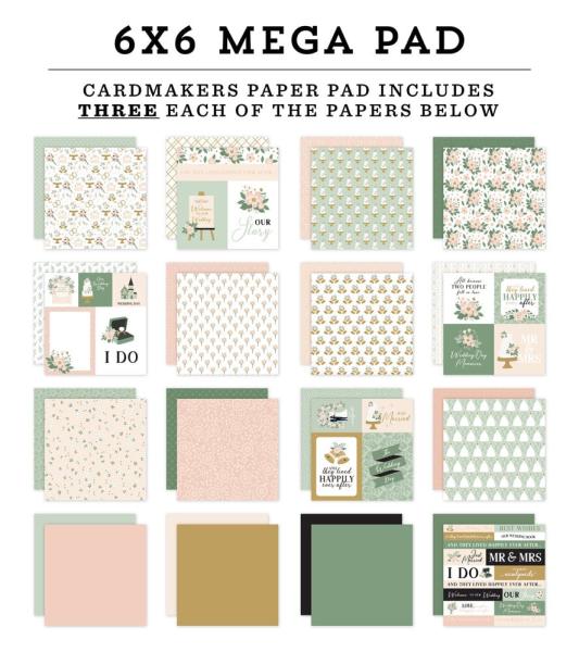 Echo Park - Designpapier "Marry Me" Cardmakers Mega Pad 6x6 Inch - 48 Bogen