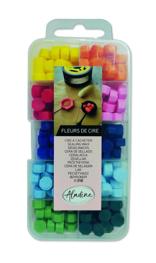 Aladine - Siegel Wachs "Flowers Bright Colors" Wax Beads Box 