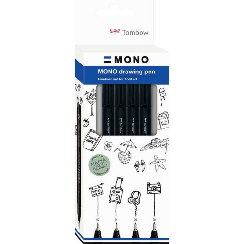 Tombow - Fineliner "Black" MONO Drawing Pen Set 02,04,06,08