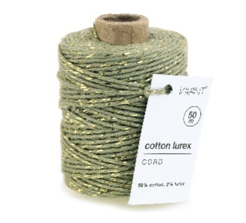 Vivant - Kordelband "Sage Green" Cotton Lurex Cord Band 2mmx50m