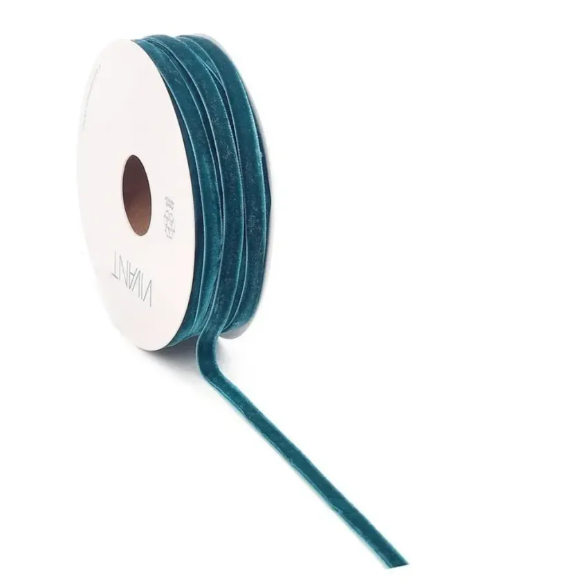 Vivant - Velvet Narrow Ribbon Band "Petrol" 6mmx20m