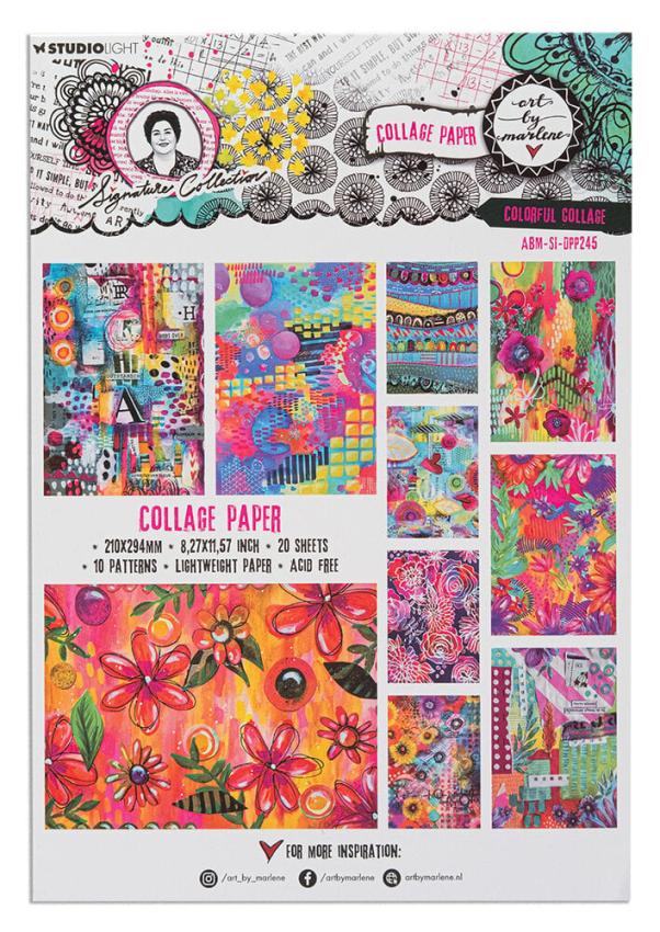 Art By Marlene - Designpapier "Colorful Collage" Paper Pack A4 - 20 Bogen