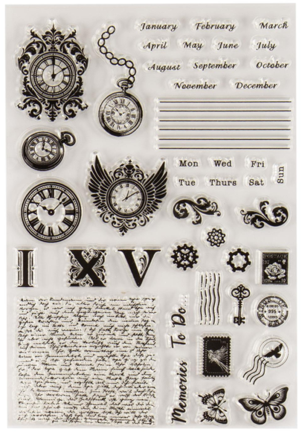 Dawn Bibby - Stempelset "Wings Of Time Timepiece & Ephemera" Clear Stamps