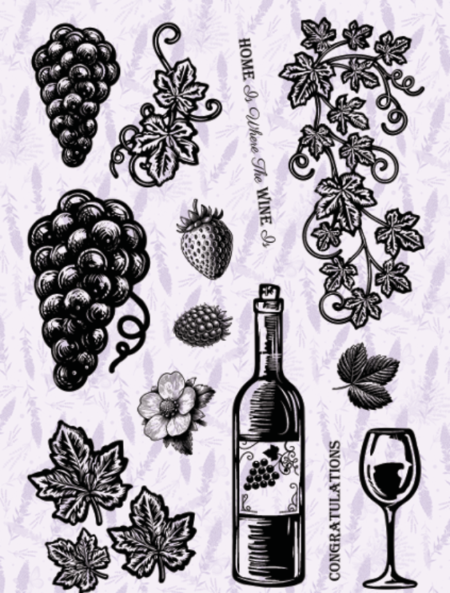 Dawn Bibby - Stempelset "Provencal Wine & Vines" Clear Stamps