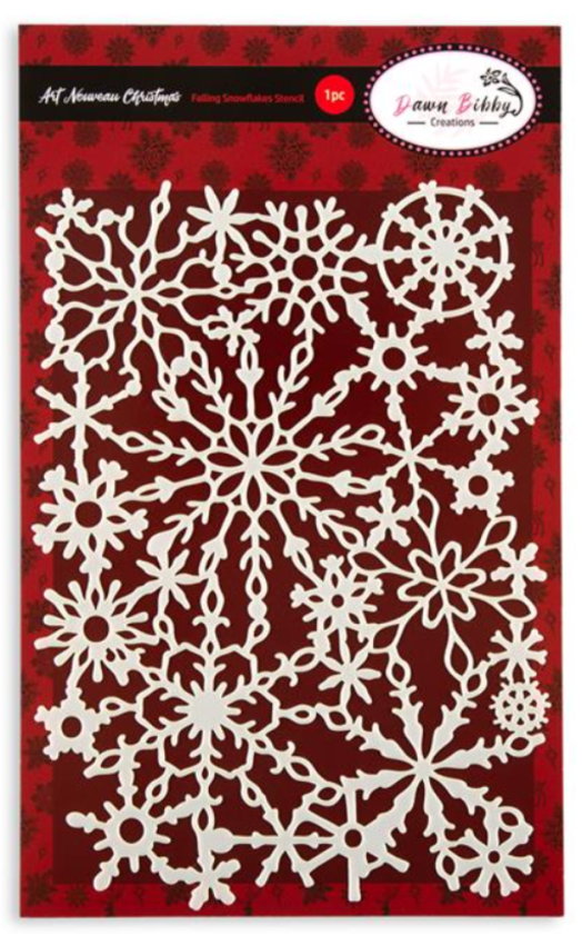 Dawn Bibby - Schablone "Art Nouveau Falling Snowflakes" Stencil