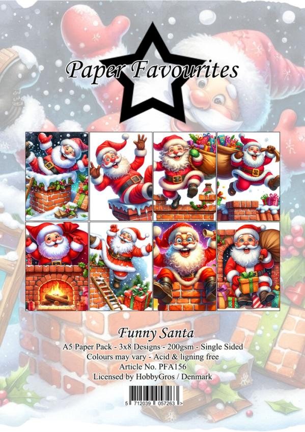 Paper Favourites - Designpapier "Funny Santa" Paper Pack A5 - 24 Bogen