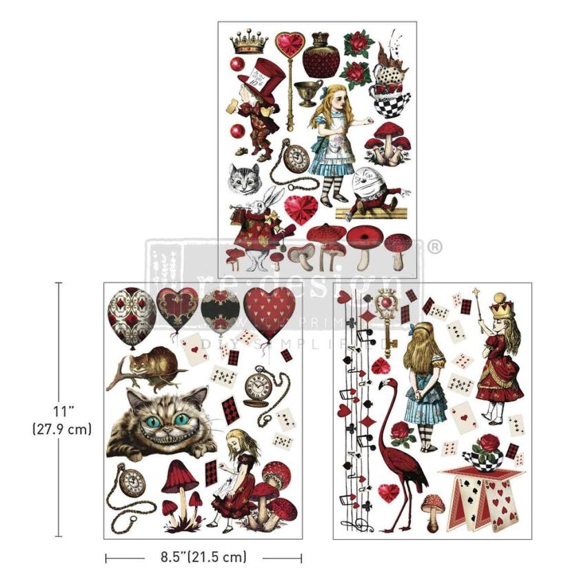 Re-Design with Prima - Transfer Aufkleber 8,5x11 Inch "Wonderland Impressions" Decor Transfer 3 Bogen 