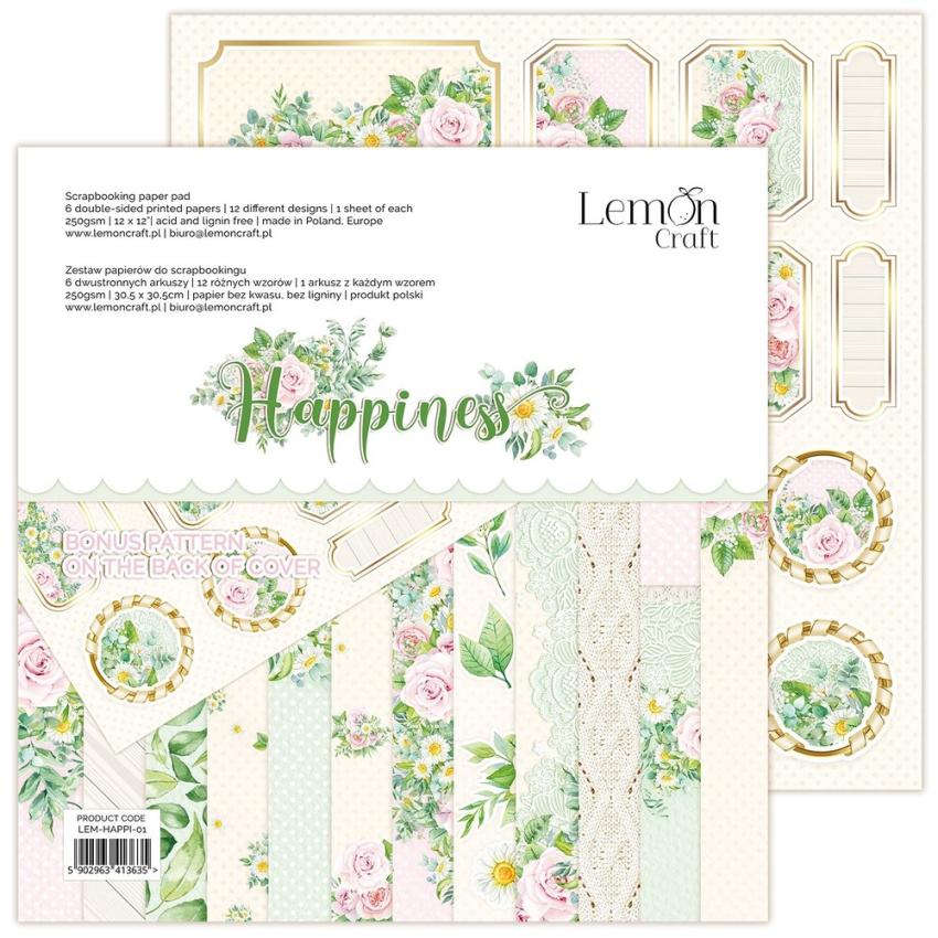 LemonCraft - Designpapier "Happiness" Paper Pad 12x12 Inch - 6 Bogen