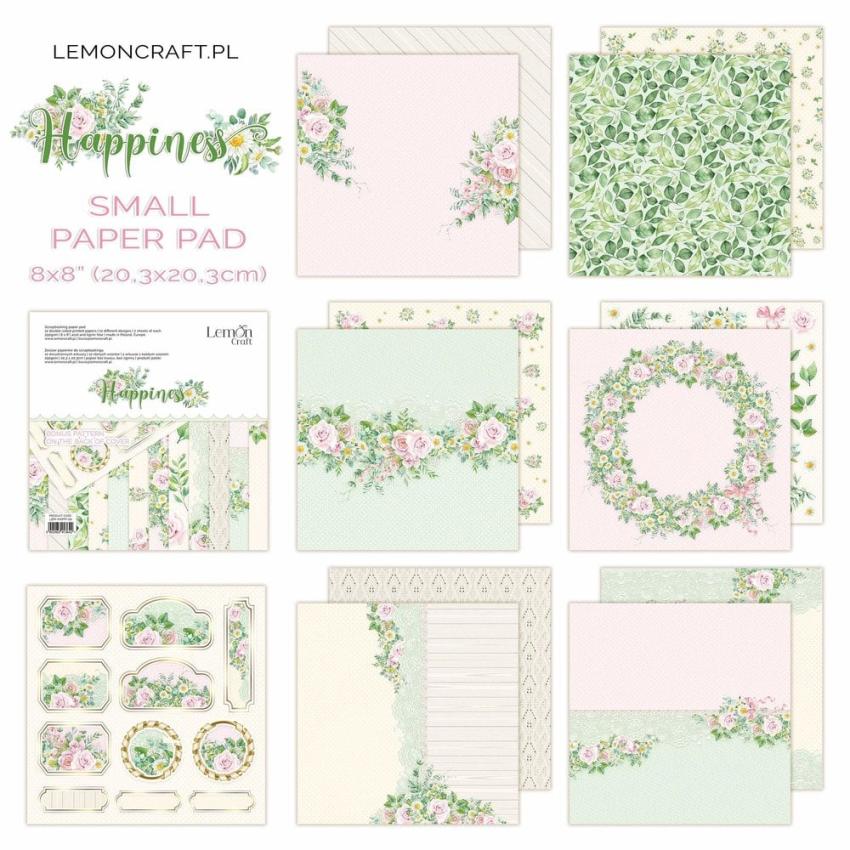 LemonCraft - Designpapier "Happiness" Paper Pad 8x8 Inch - 12 Bogen