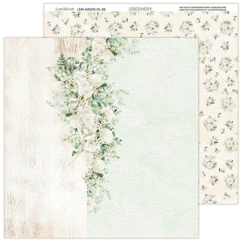 LemonCraft - Designpapier "Greenery" Paper Pad 12x12 Inch - 6 Bogen