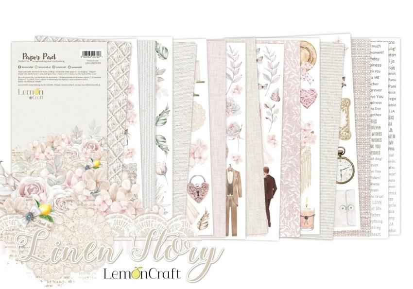 LemonCraft - Designpapier "Linen Story" Paper Pad 6x12 Inch - 24 Bogen