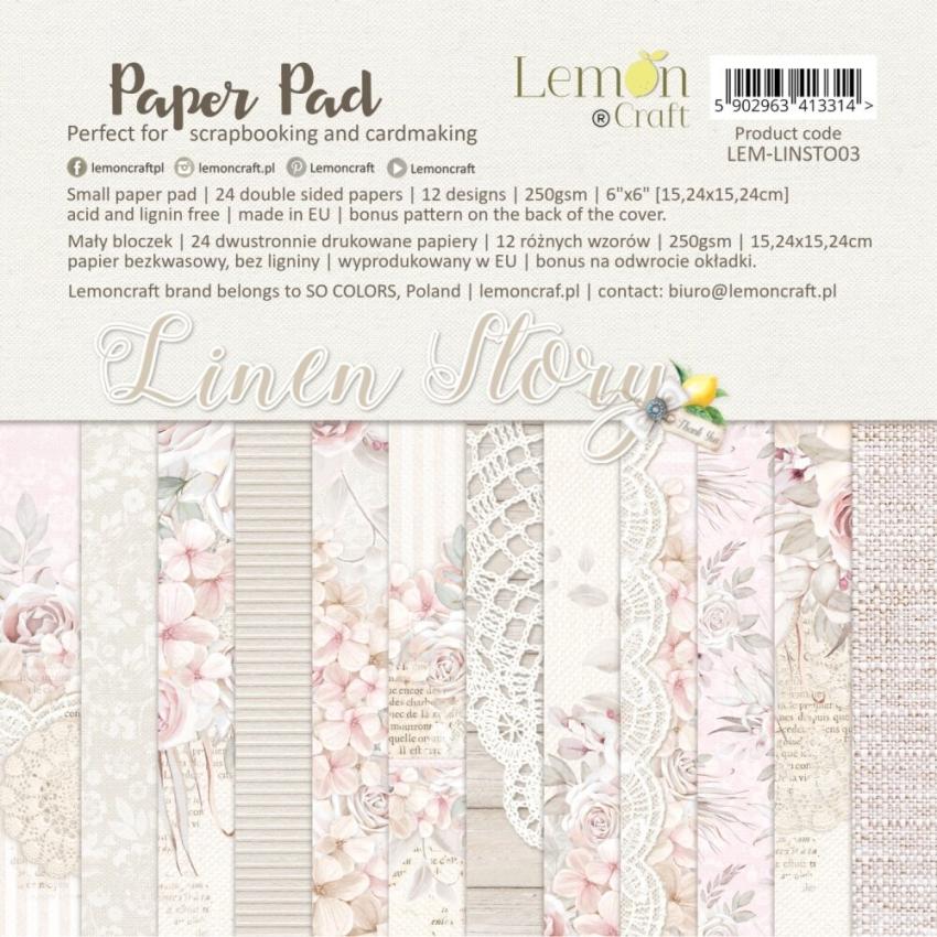 LemonCraft - Designpapier "Linen Story" Paper Pad 6x6 Inch - 24 Bogen