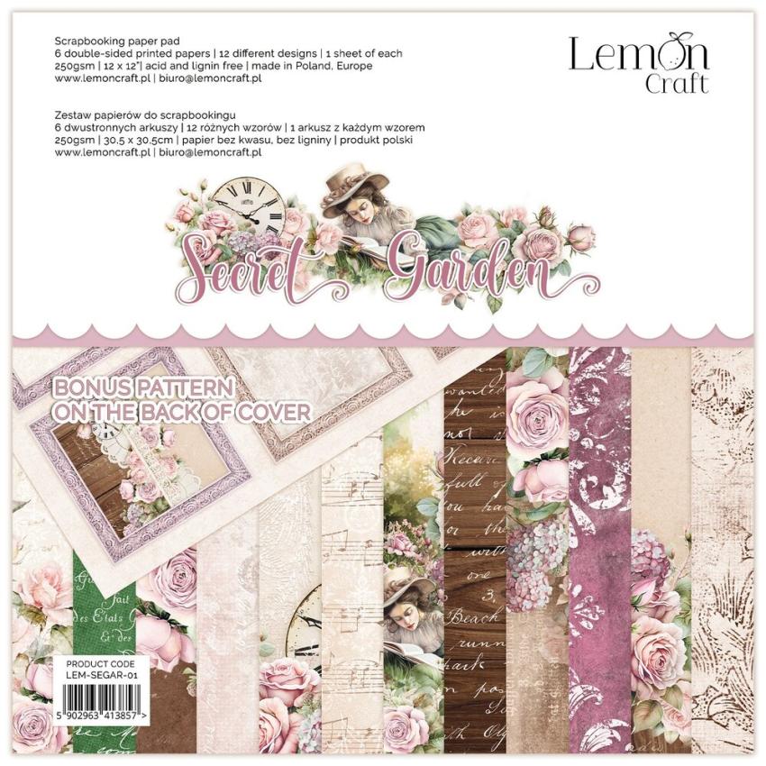 LemonCraft - Designpapier "Secret Garden" Paper Pad 12x12 Inch - 6 Bogen