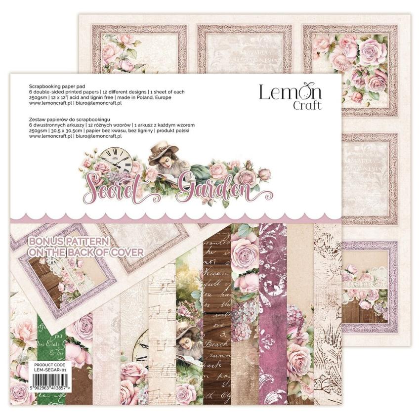 LemonCraft - Designpapier "Secret Garden" Paper Pad 12x12 Inch - 6 Bogen