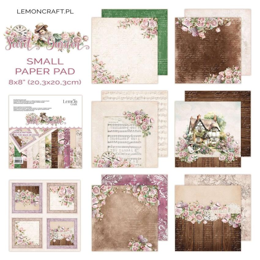 LemonCraft - Designpapier "Secret Garden" Paper Pad 8x8 Inch - 12 Bogen