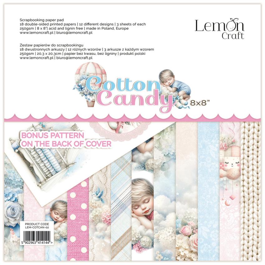 LemonCraft - Designpapier "Cotton Candy" Paper Pad 8x8 Inch - 12 Bogen