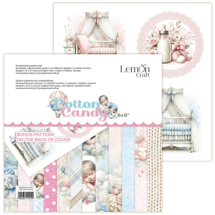 LemonCraft - Designpapier "Cotton Candy" Paper Pad 8x8 Inch - 12 Bogen