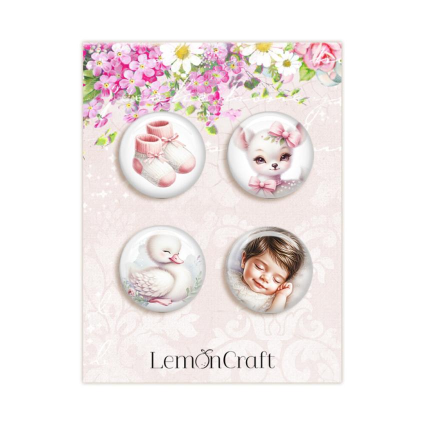 LemonCraft - Buttons 4Stk. "Cotton Candy Girl"