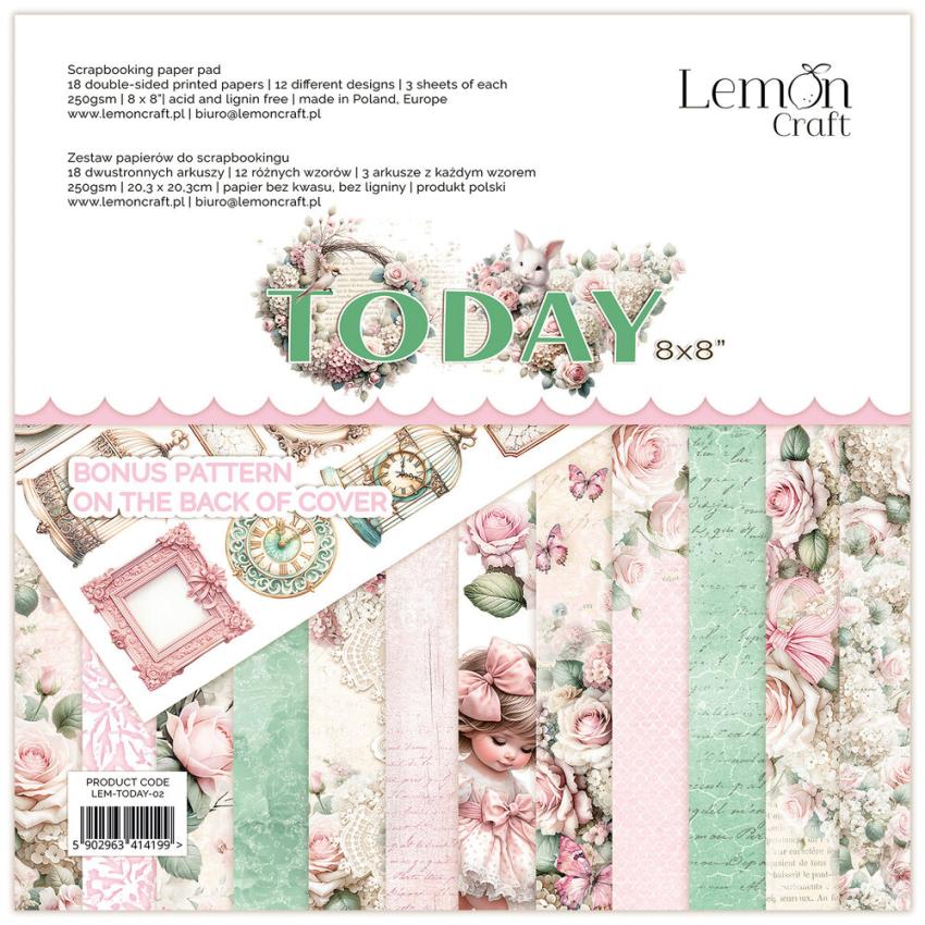 LemonCraft - Designpapier "Today" Paper Pad 8x8 Inch - 12 Bogen