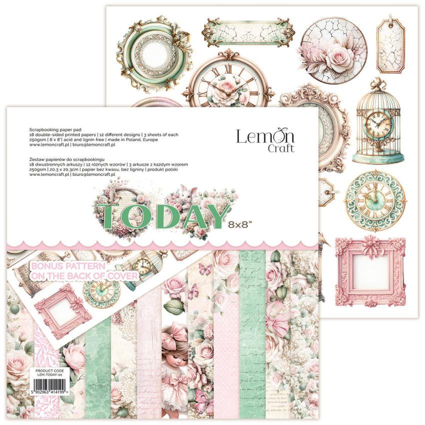 LemonCraft - Designpapier "Today" Paper Pad 8x8 Inch - 12 Bogen