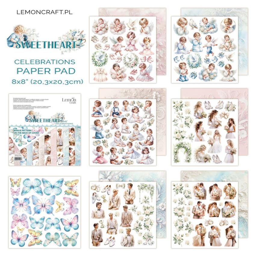 LemonCraft - Designpapier "Sweetheart Celebrations" Paper Pad 8x8 Inch - 12 Bogen