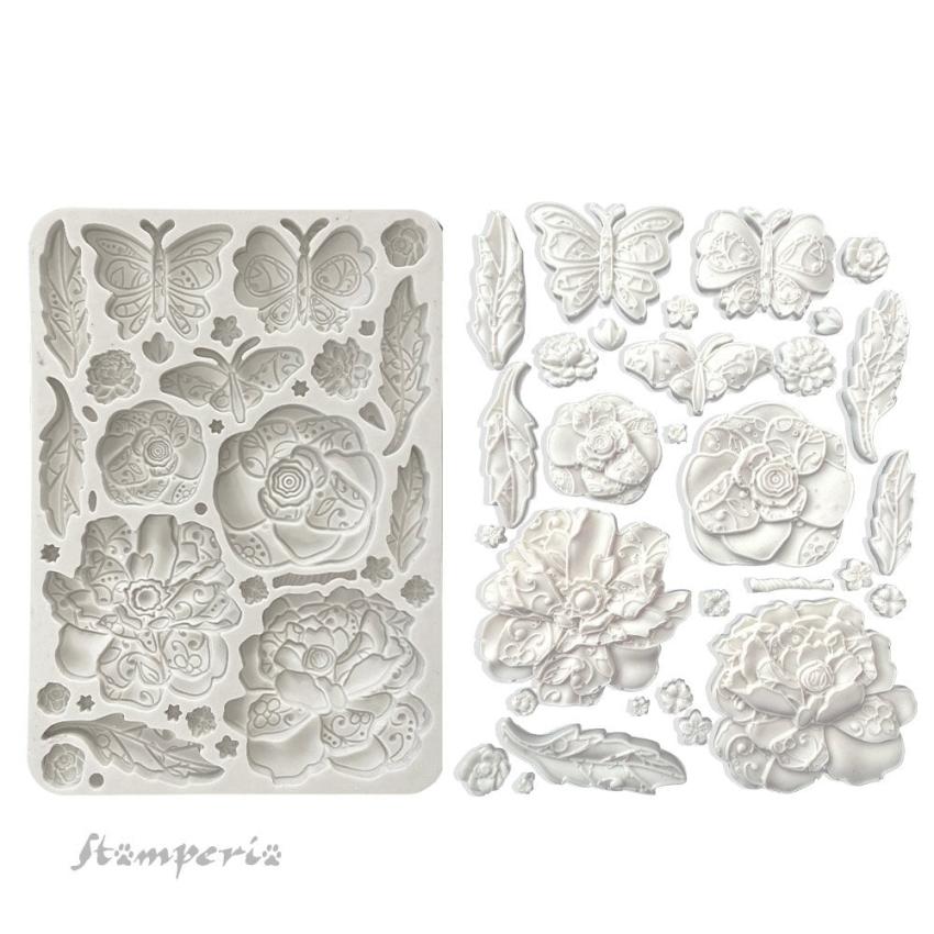 Stamperia - Gießform A5 "Butterfly and Flowers" Soft Mould 